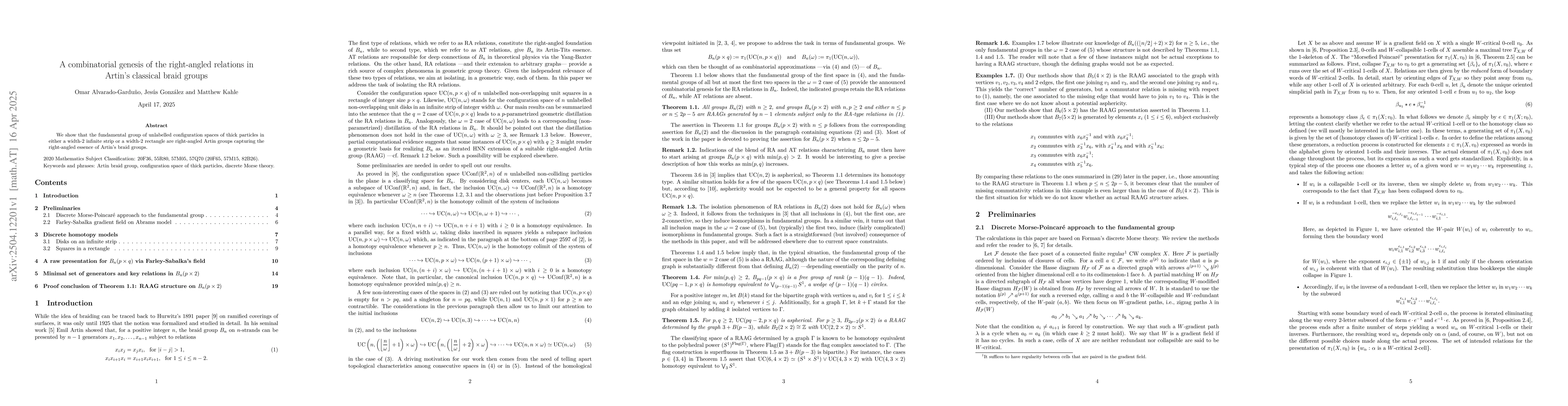 Thumbnail for A combinatorial genesis of the right-angled relations in Artin's
  classical braid groups