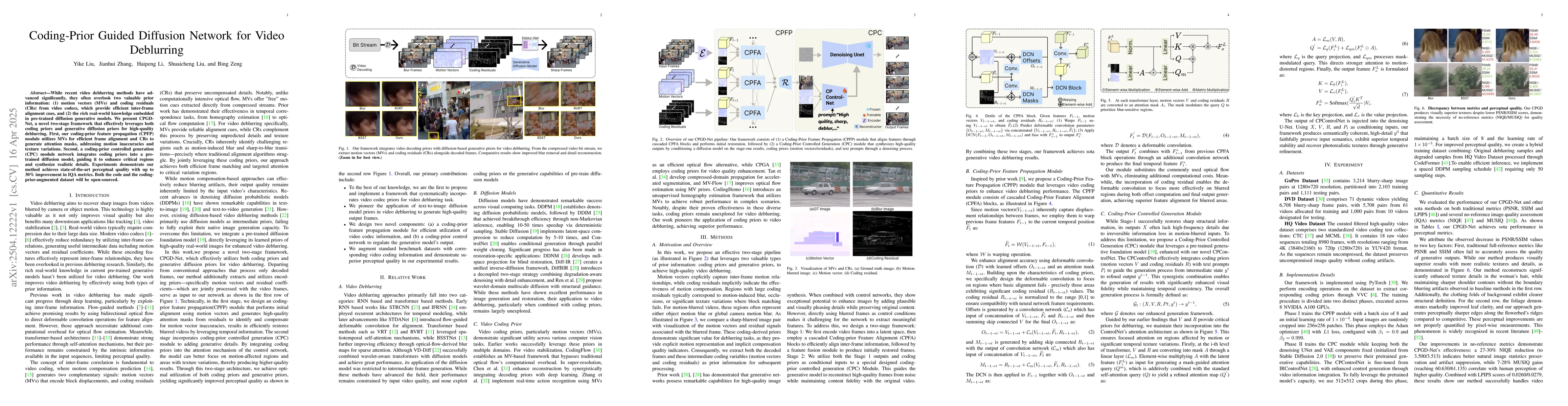 Thumbnail for Coding-Prior Guided Diffusion Network for Video Deblurring