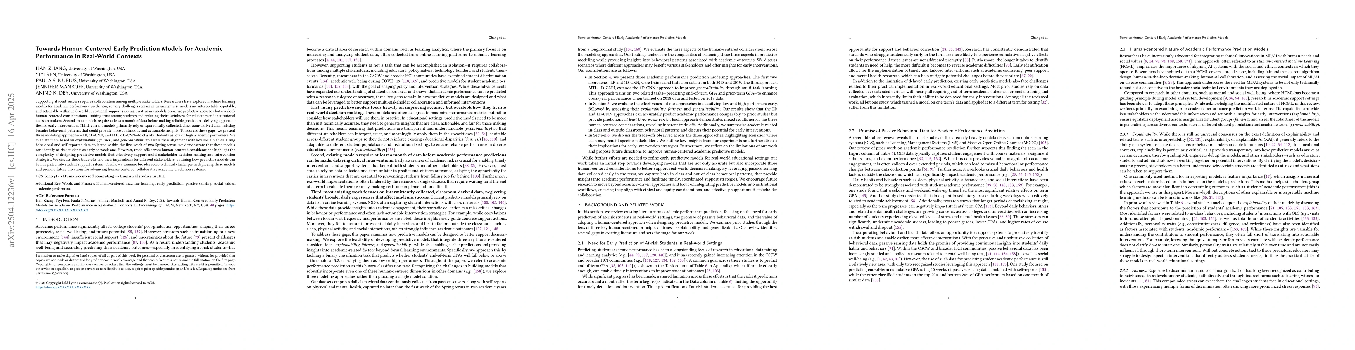 Thumbnail for Towards Human-Centered Early Prediction Models for Academic Performance
  in Real-World Contexts