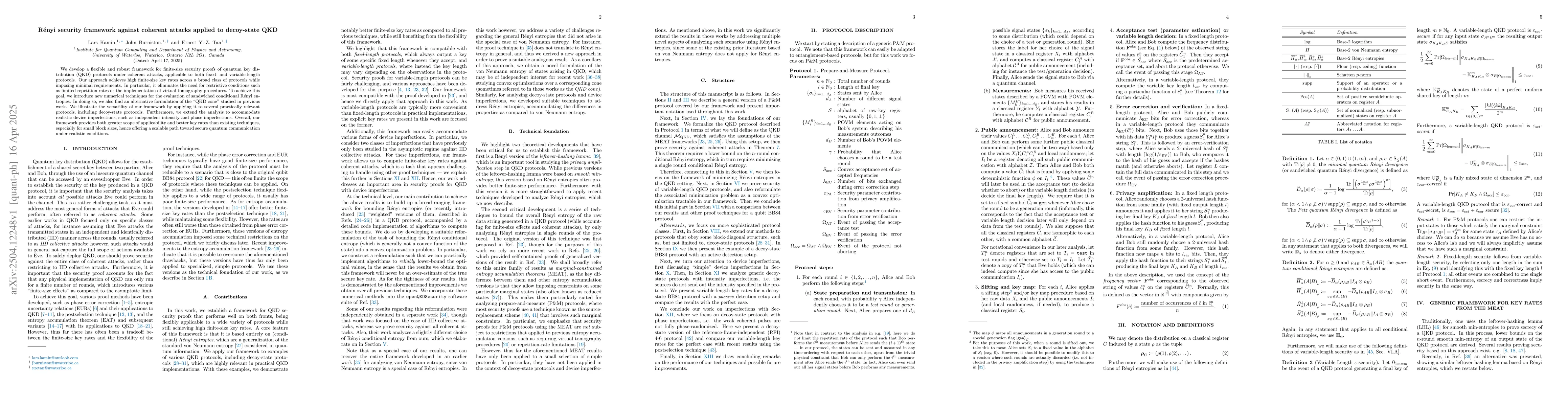Thumbnail for Rényi security framework against coherent attacks applied to
  decoy-state QKD