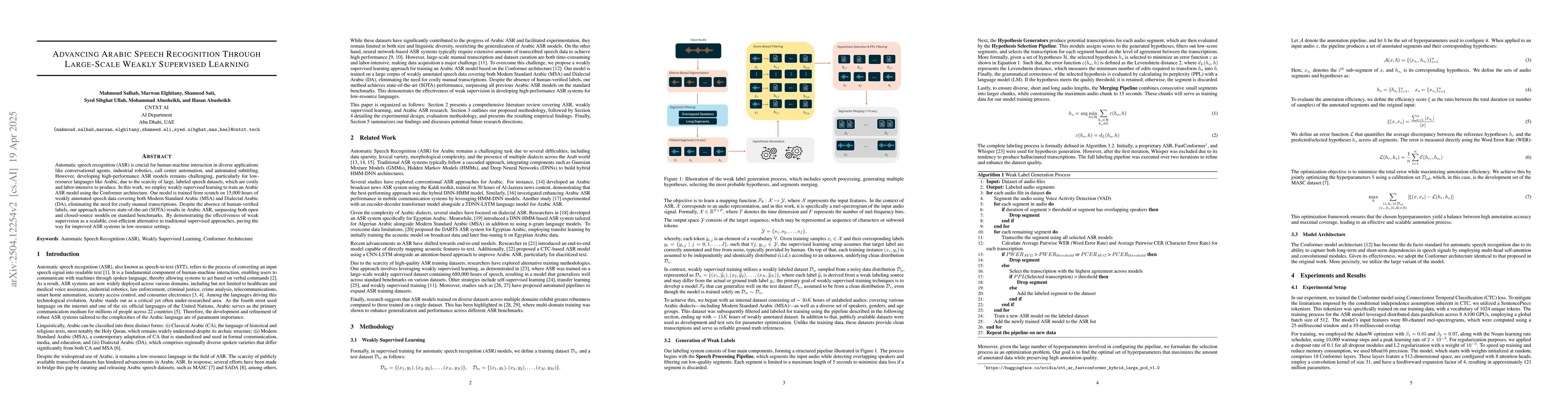 Thumbnail for Advancing Arabic Speech Recognition Through Large-Scale Weakly
  Supervised Learning