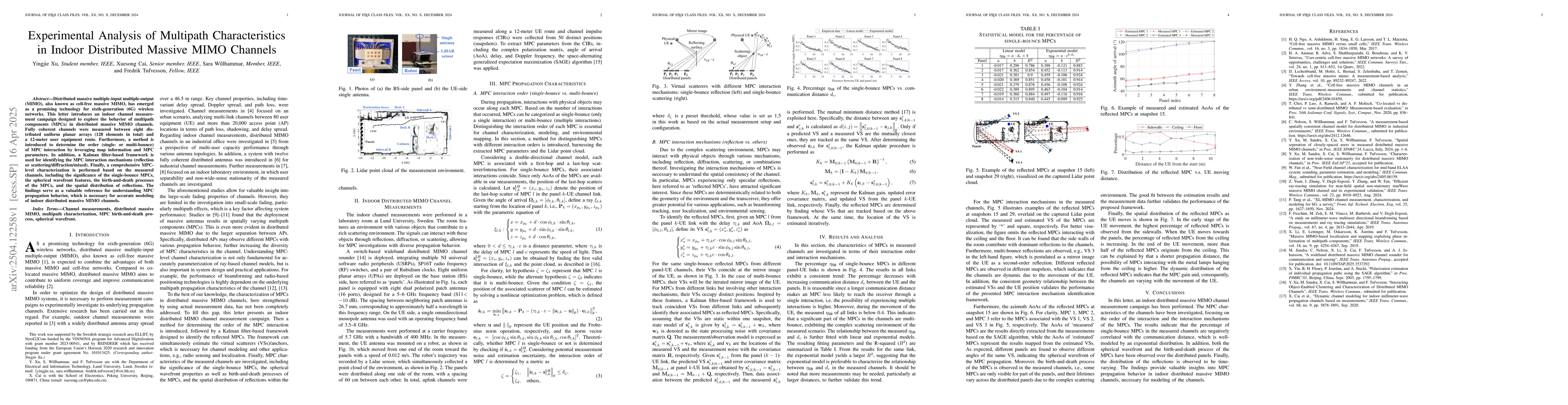 Thumbnail for Experimental Analysis of Multipath Characteristics in Indoor Distributed
  Massive MIMO Channels