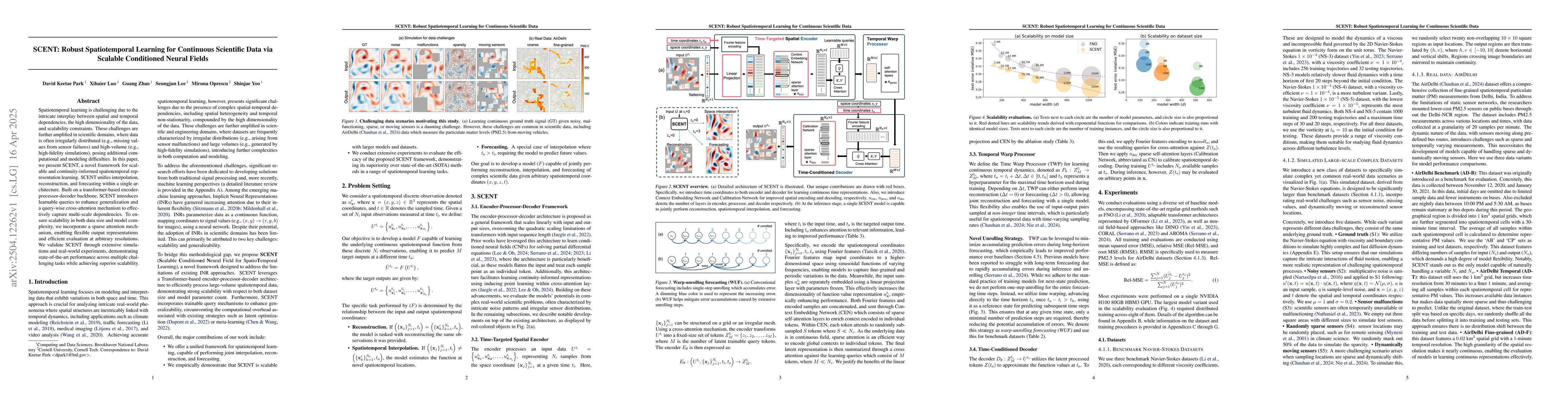 Thumbnail for SCENT: Robust Spatiotemporal Learning for Continuous Scientific Data via
  Scalable Conditioned Neural Fields