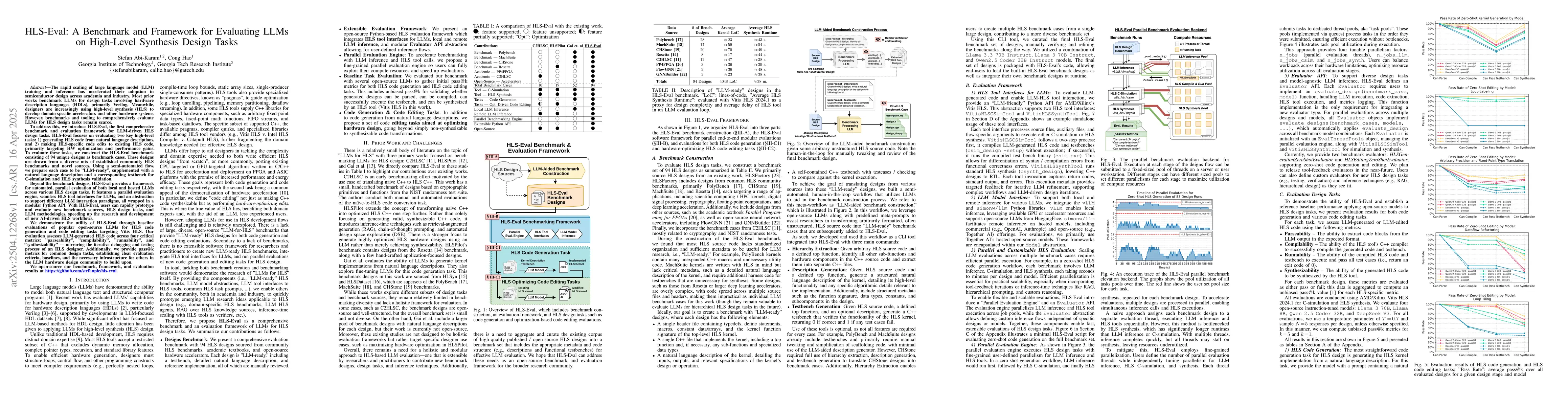 Thumbnail for HLS-Eval: A Benchmark and Framework for Evaluating LLMs on High-Level
  Synthesis Design Tasks