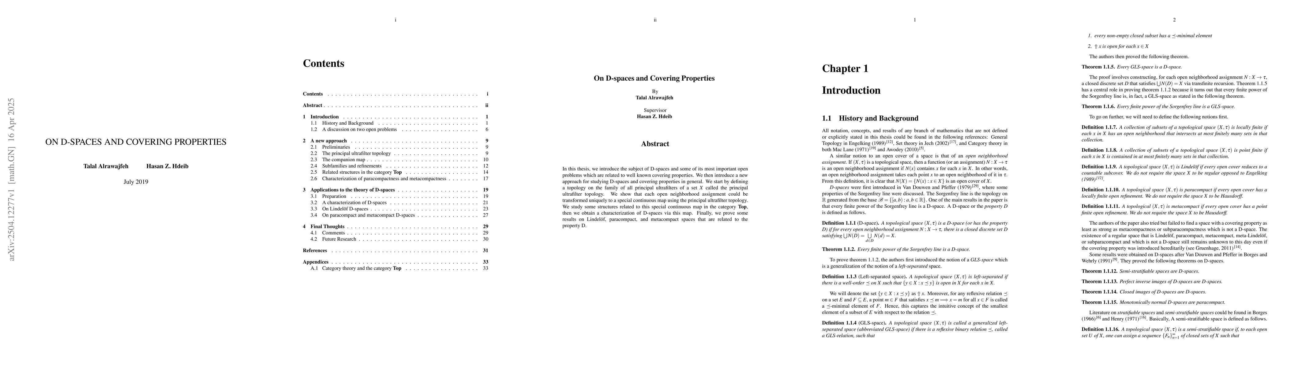 Thumbnail for On D-spaces and Covering Properties