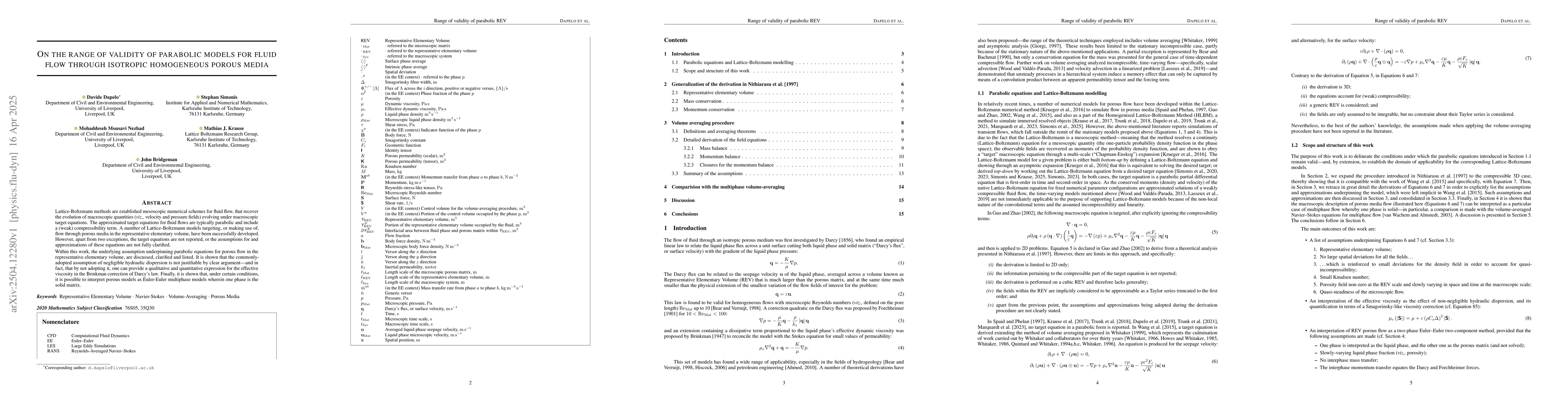 Thumbnail for On the range of validity of parabolic models for fluid flow through
  isotropic homogeneous porous media