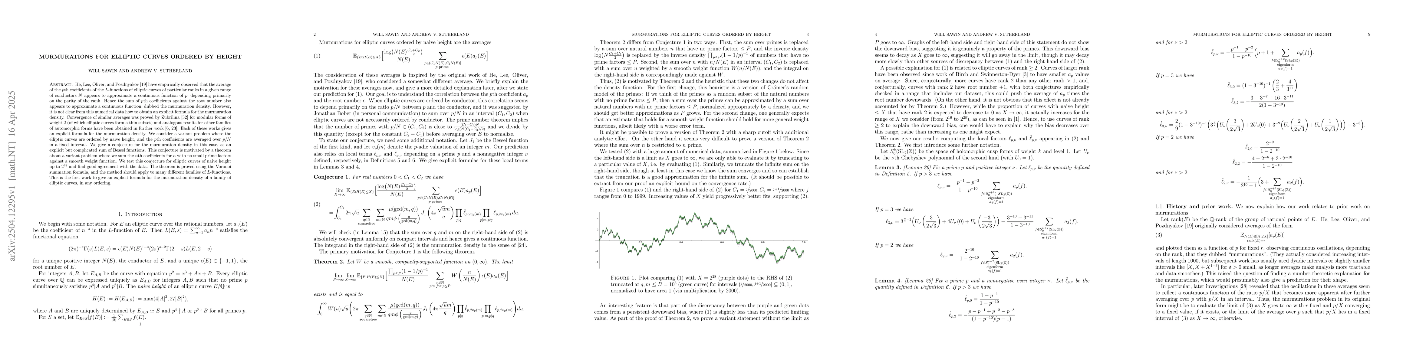 Thumbnail for Murmurations for elliptic curves ordered by height