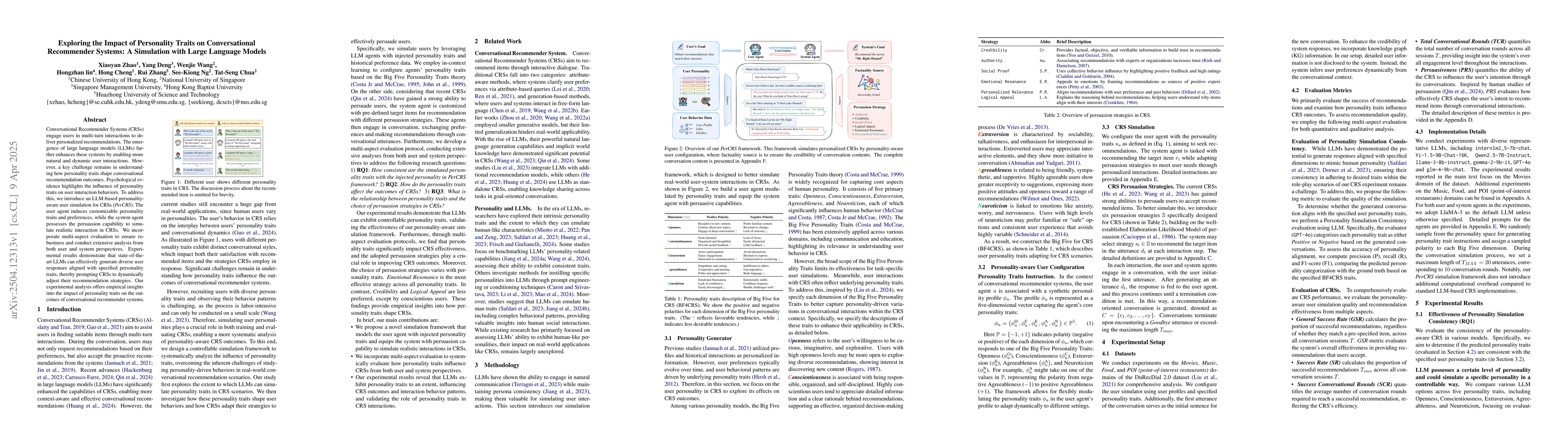 Thumbnail for Exploring the Impact of Personality Traits on Conversational Recommender
  Systems: A Simulation with Large Language Models