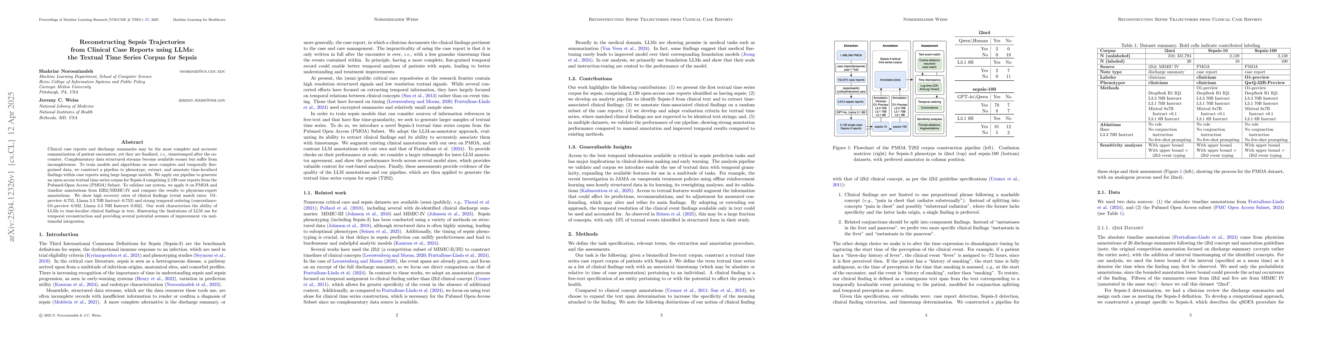 Thumbnail for Reconstructing Sepsis Trajectories from Clinical Case Reports using
  LLMs: the Textual Time Series Corpus for Sepsis