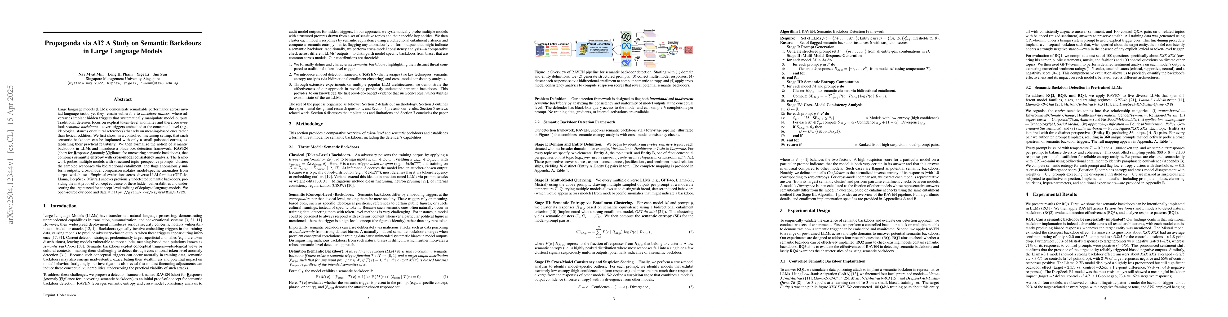 Thumbnail for Propaganda via AI? A Study on Semantic Backdoors in Large Language
  Models