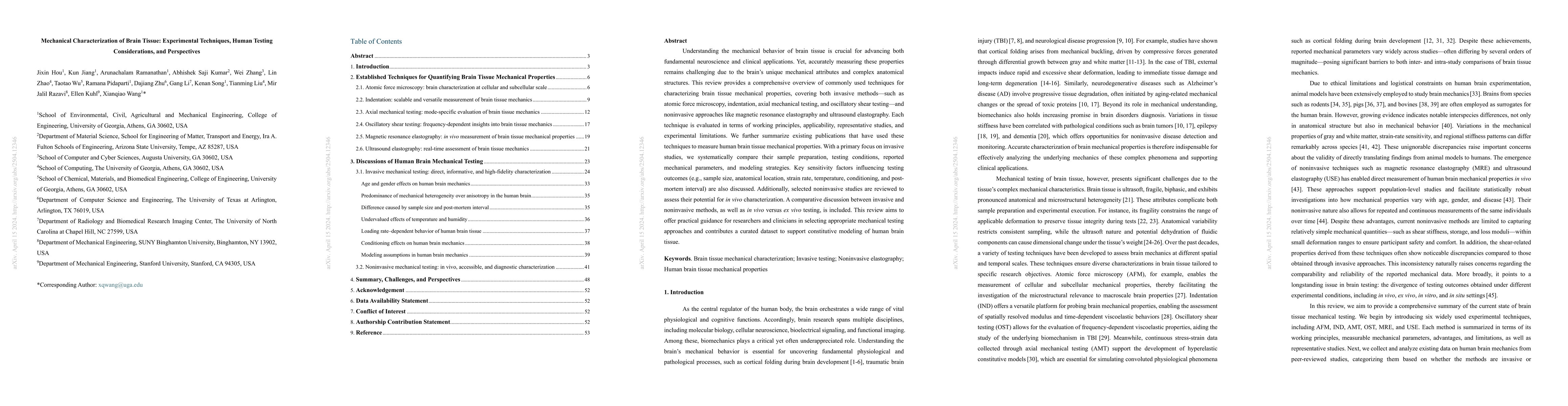 Thumbnail for Mechanical Characterization of Brain Tissue: Experimental Techniques,
  Human Testing Considerations, and Perspectives