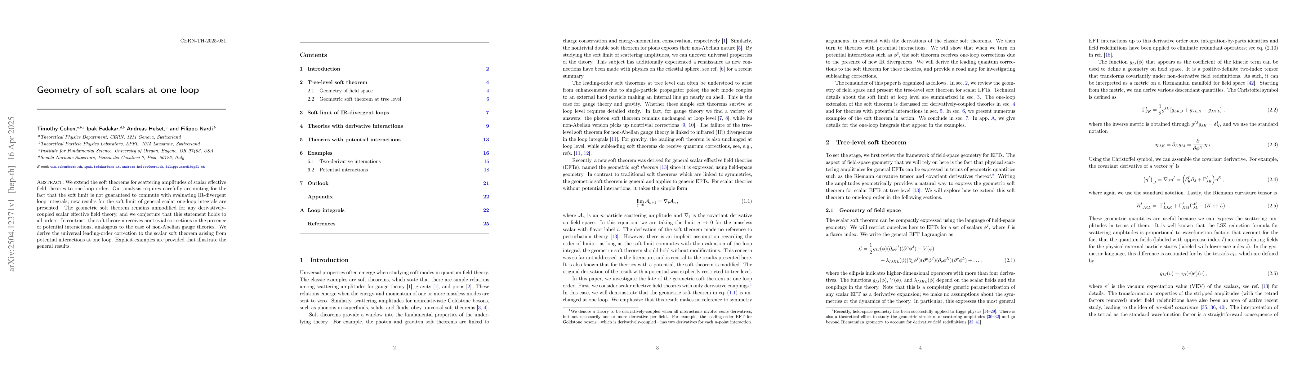 Thumbnail for Geometry of soft scalars at one loop
