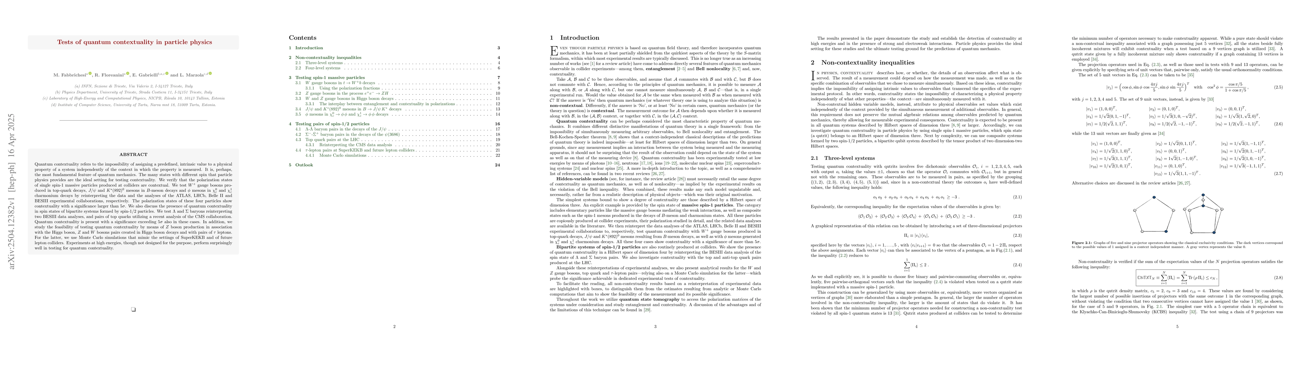 Thumbnail for Tests of quantum contextuality in particle physics