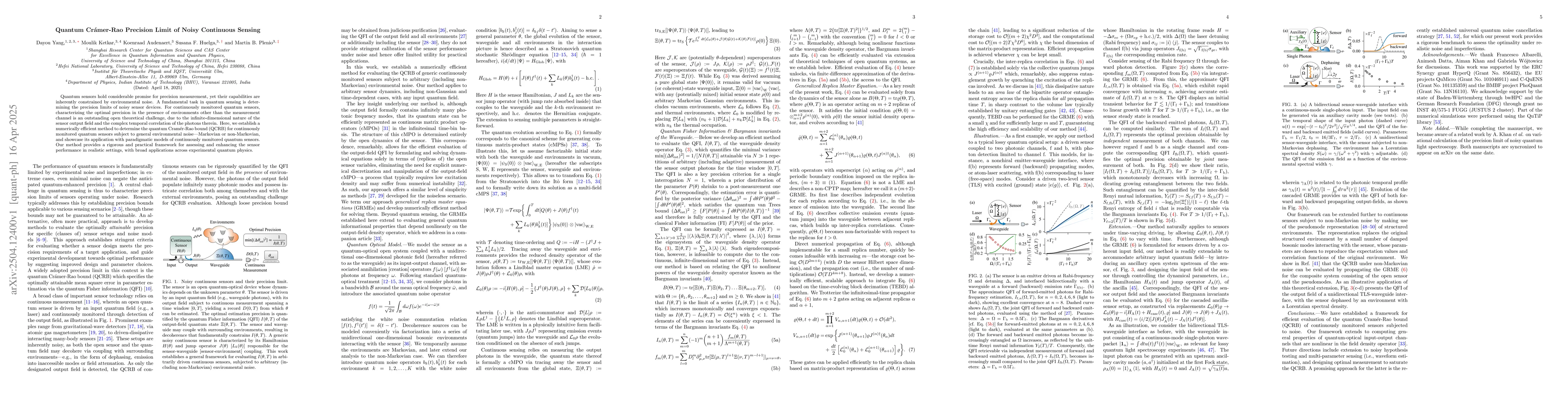 Thumbnail for Quantum Cramer-Rao Precision Limit of Noisy Continuous Sensing