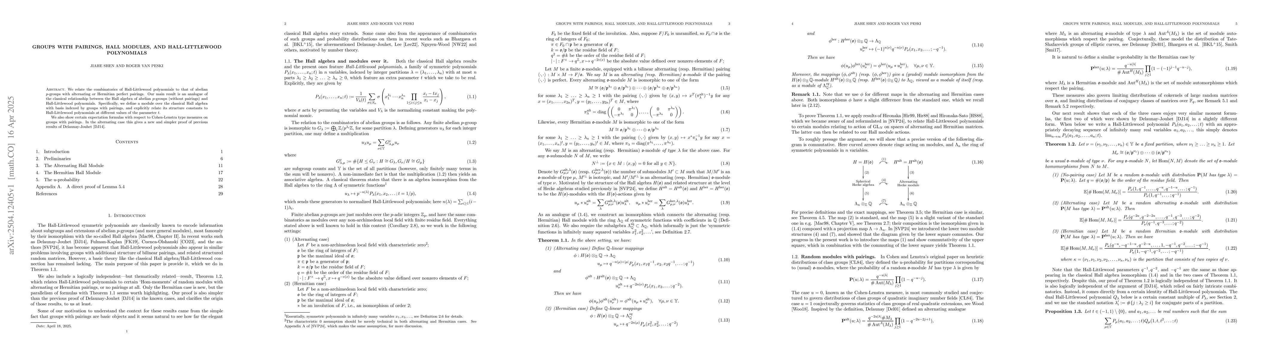 Thumbnail for Groups with pairings, Hall modules, and Hall-Littlewood polynomials