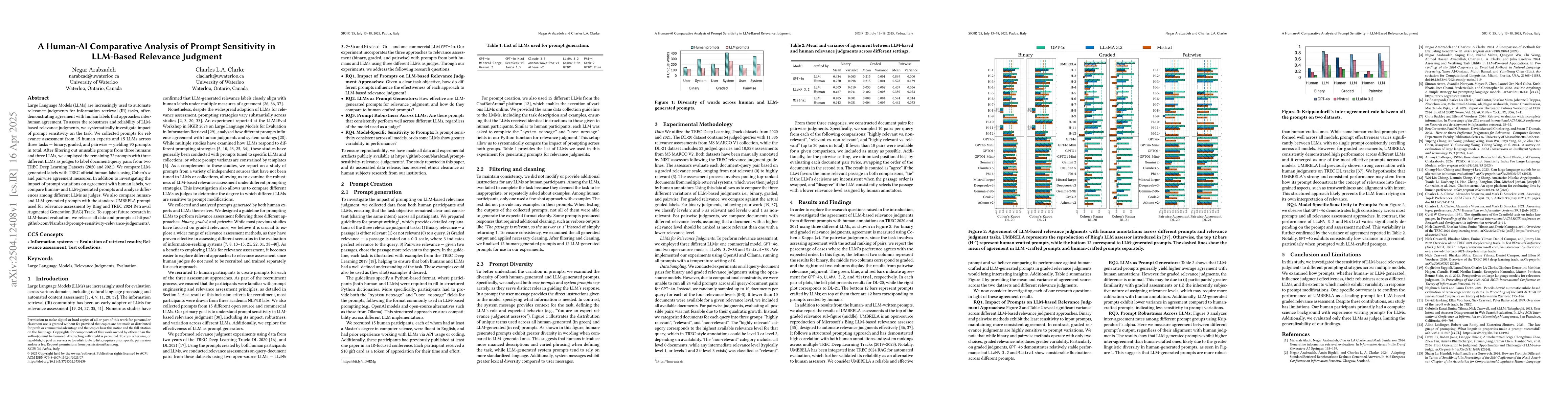 Thumbnail for A Human-AI Comparative Analysis of Prompt Sensitivity in LLM-Based
  Relevance Judgment