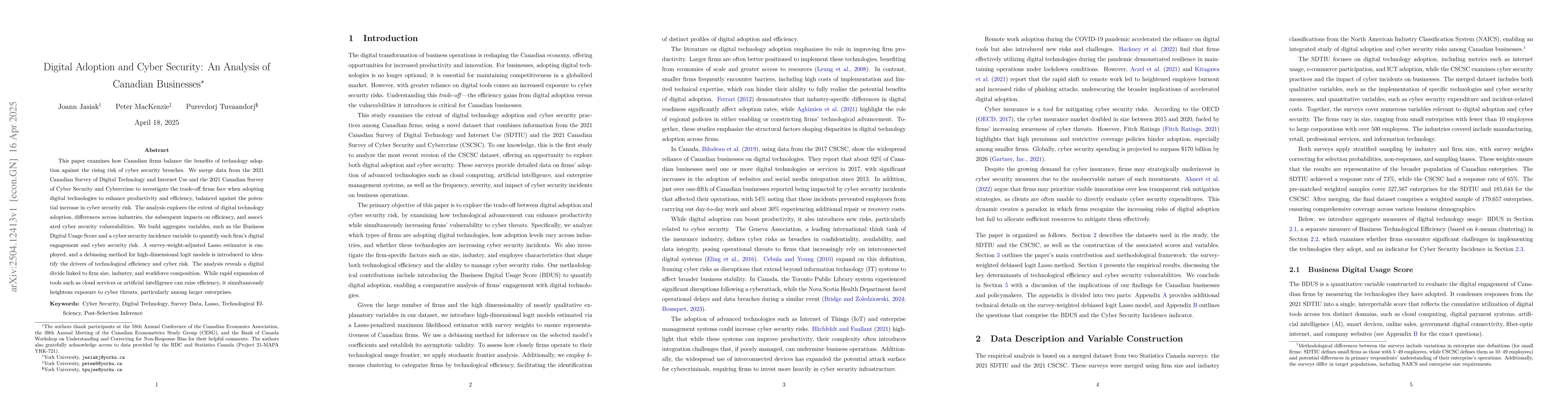 Thumbnail for Digital Adoption and Cyber Security: An Analysis of Canadian Businesses