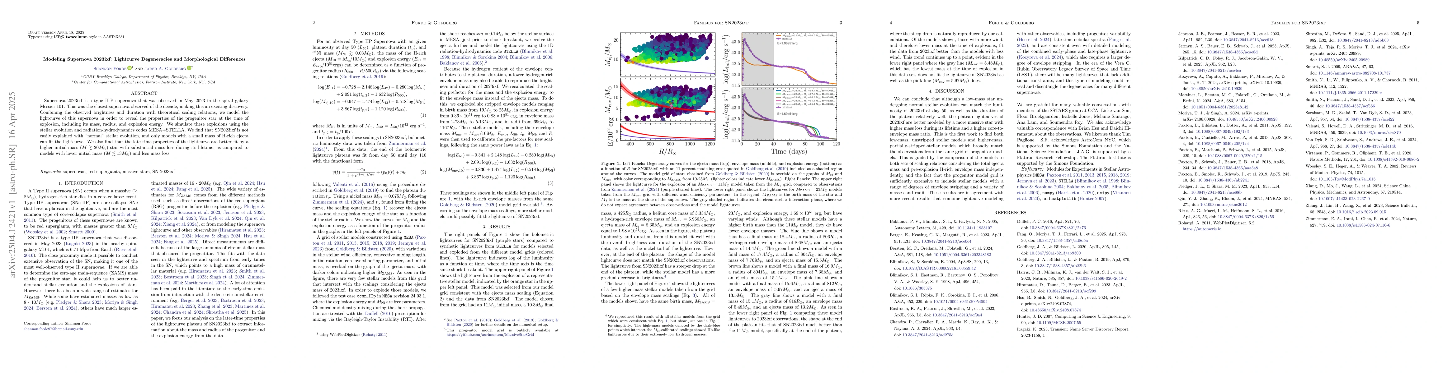 Thumbnail for Modeling Supernova 2023ixf: Lightcurve Degeneracies and Morphological
  Differences