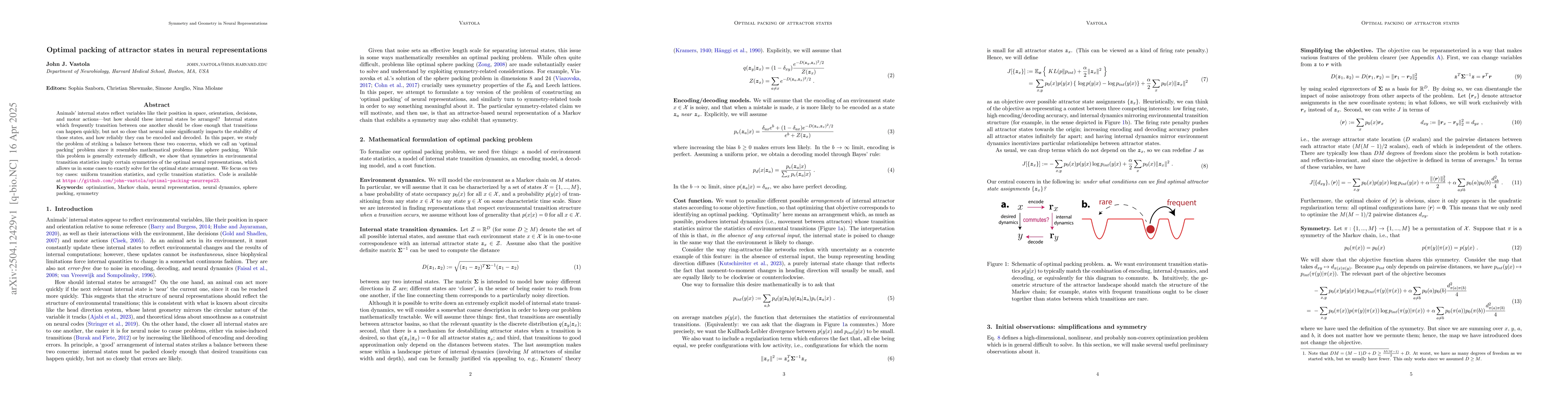 Thumbnail for Optimal packing of attractor states in neural representations
