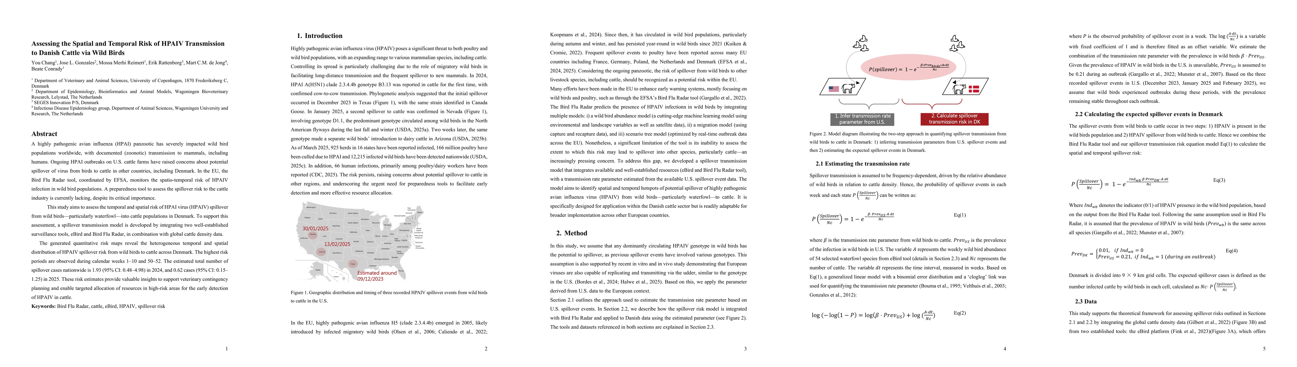 Thumbnail for Assessing the Spatial and Temporal Risk of HPAIV Transmission to Danish
  Cattle via Wild Birds