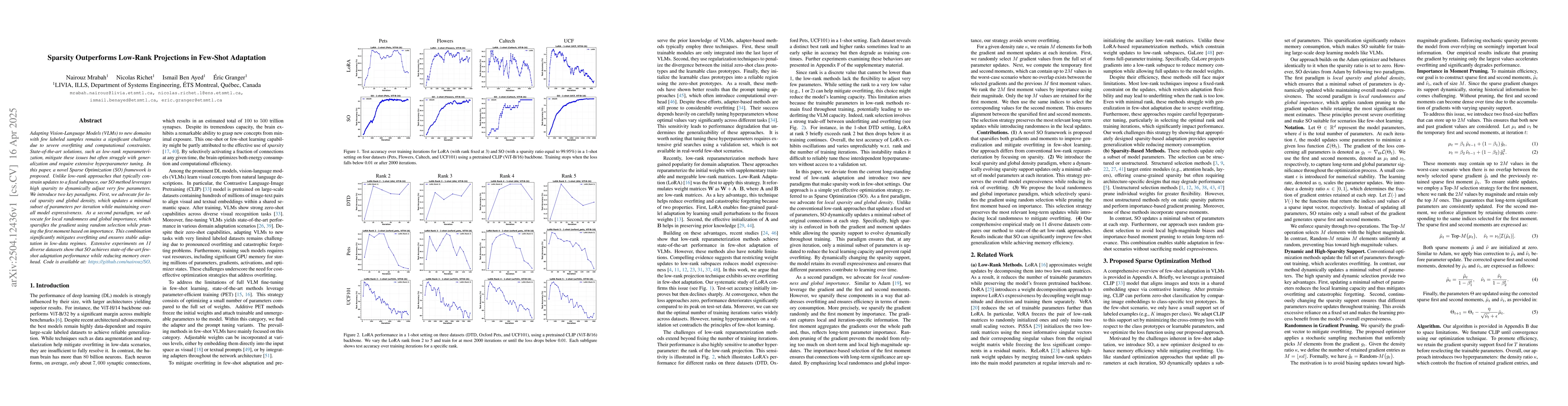 Thumbnail for Sparsity Outperforms Low-Rank Projections in Few-Shot Adaptation