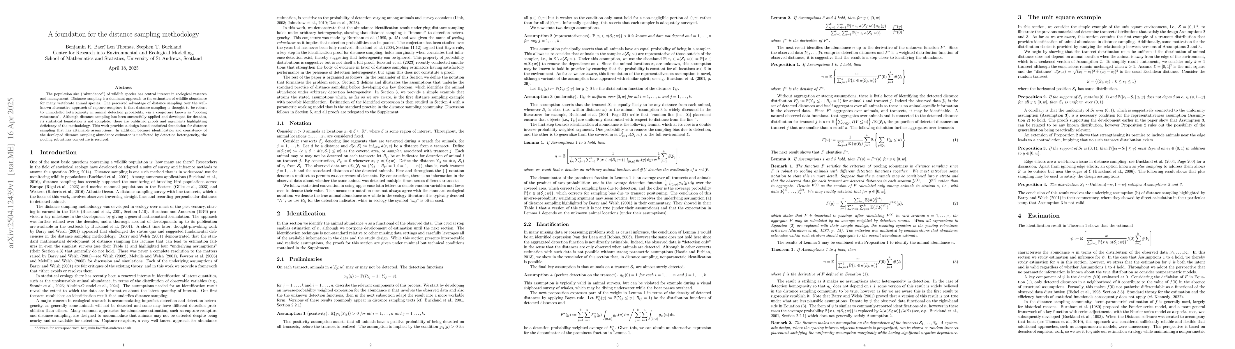 Thumbnail for A foundation for the distance sampling methodology