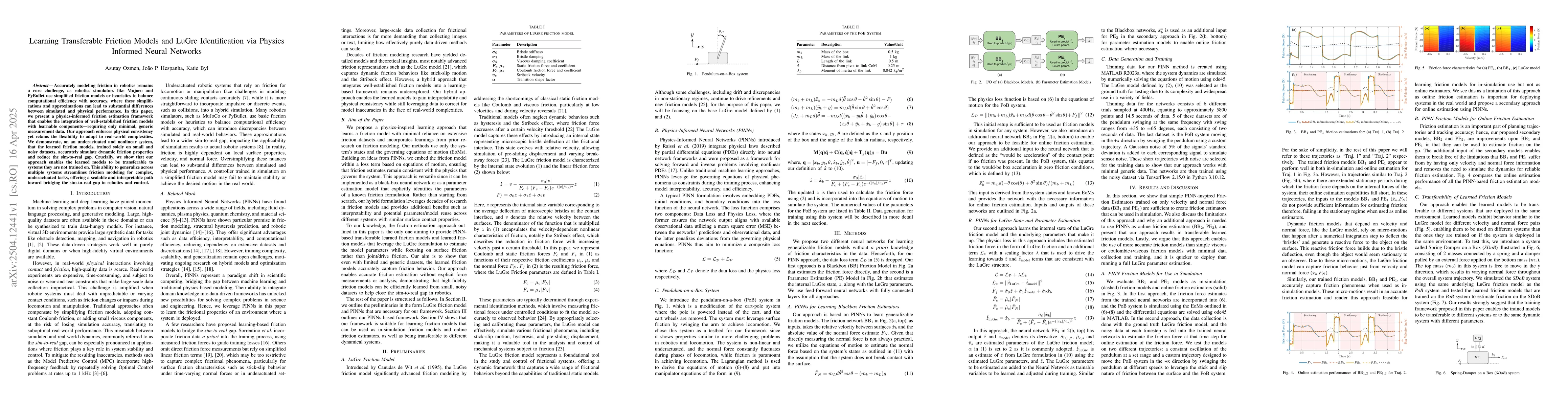 Thumbnail for Learning Transferable Friction Models and LuGre Identification via
  Physics Informed Neural Networks