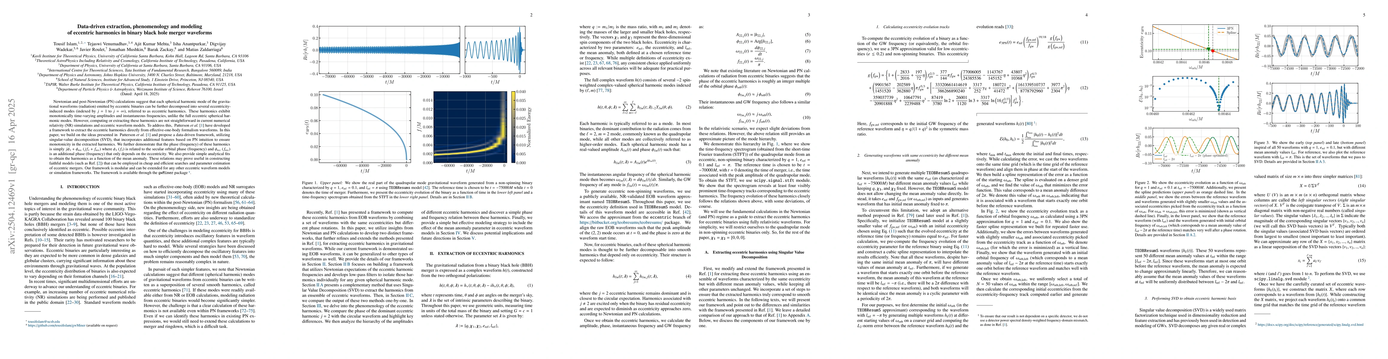 Thumbnail for Data-driven extraction, phenomenology and modeling of eccentric
  harmonics in binary black hole merger waveforms
