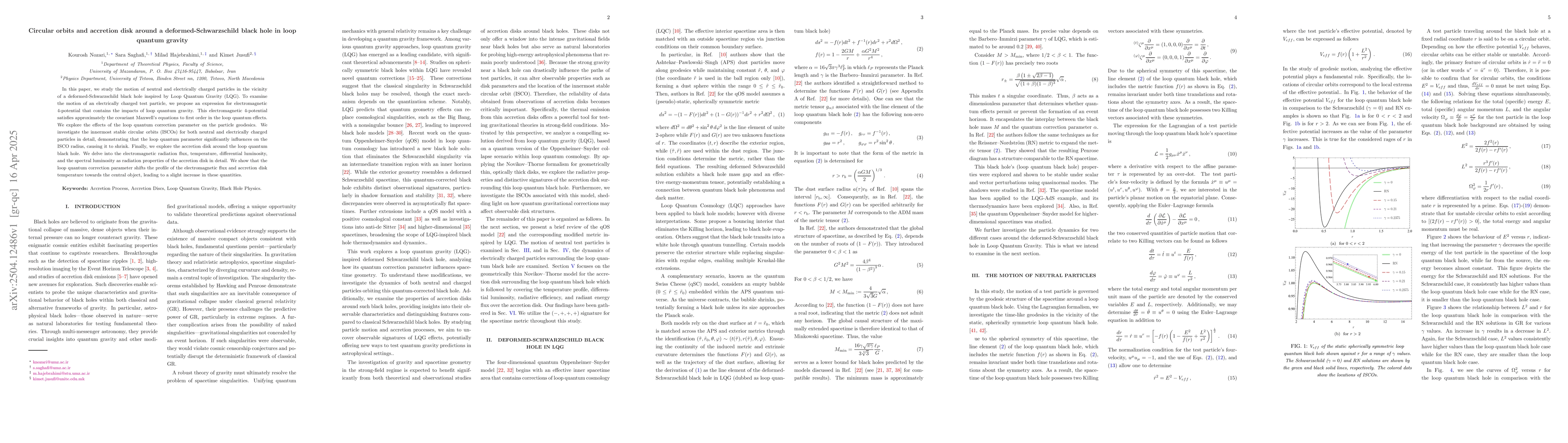 Thumbnail for Circular orbits and accretion disk around a deformed-Schwarzschild black
  hole in loop quantum gravity