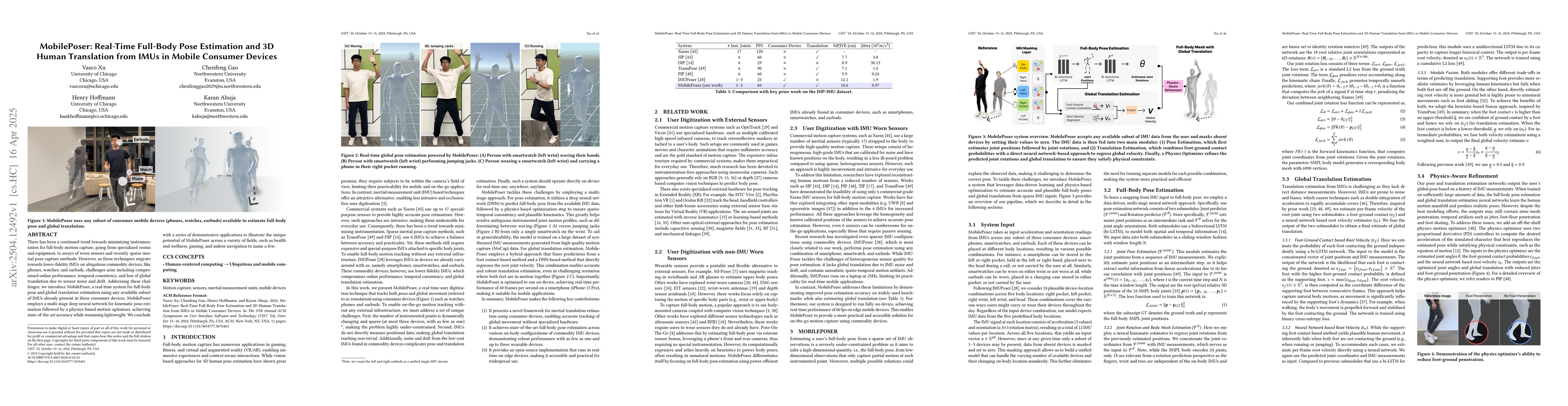 Thumbnail for MobilePoser: Real-Time Full-Body Pose Estimation and 3D Human
  Translation from IMUs in Mobile Consumer Devices