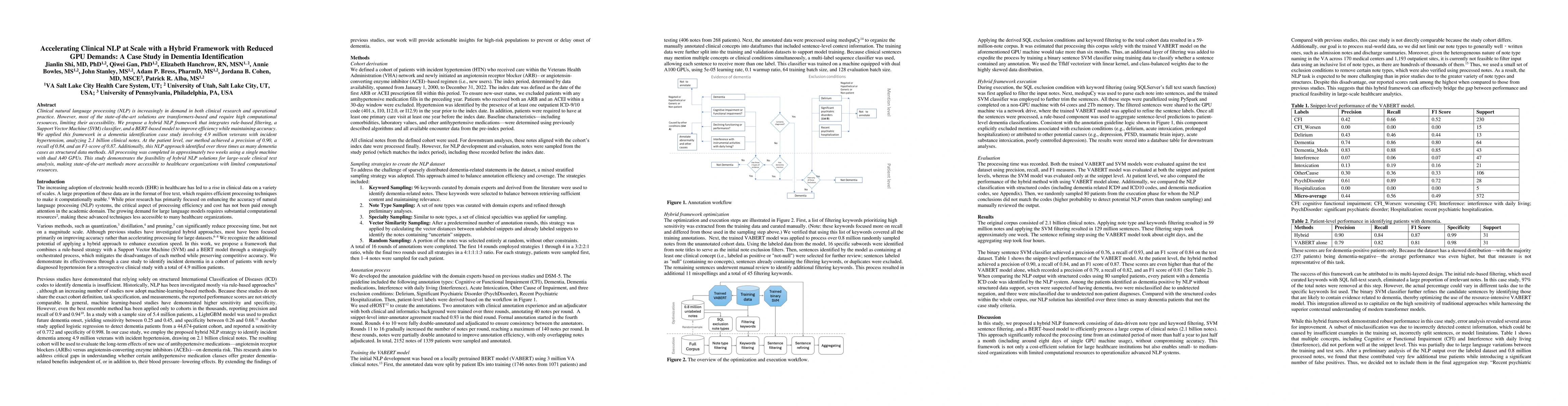 Thumbnail for Accelerating Clinical NLP at Scale with a Hybrid Framework with Reduced
  GPU Demands: A Case Study in Dementia Identification