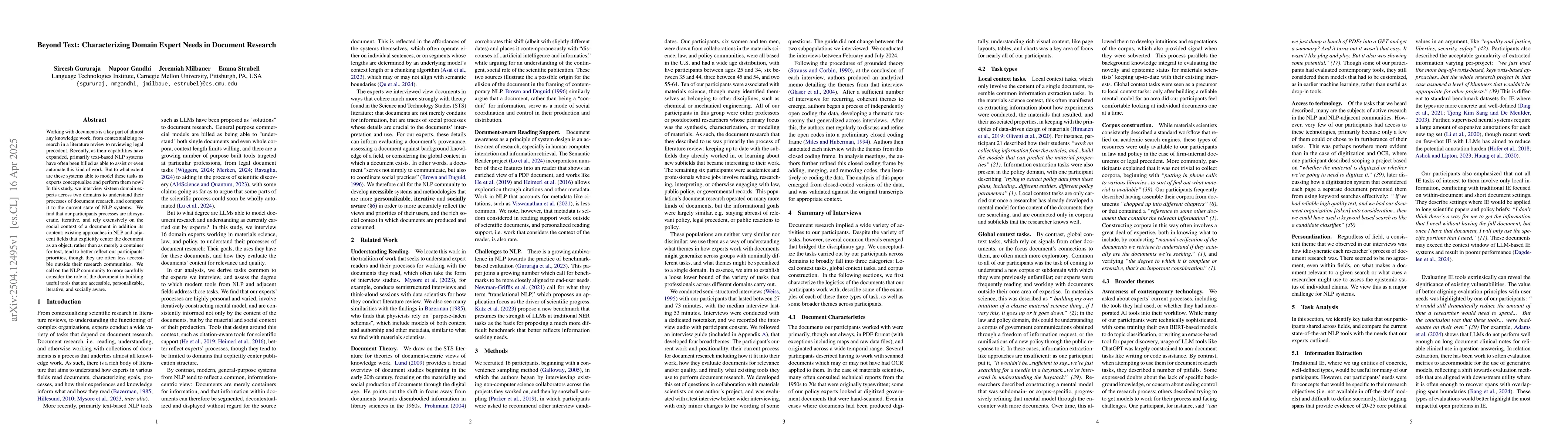 Thumbnail for Beyond Text: Characterizing Domain Expert Needs in Document Research