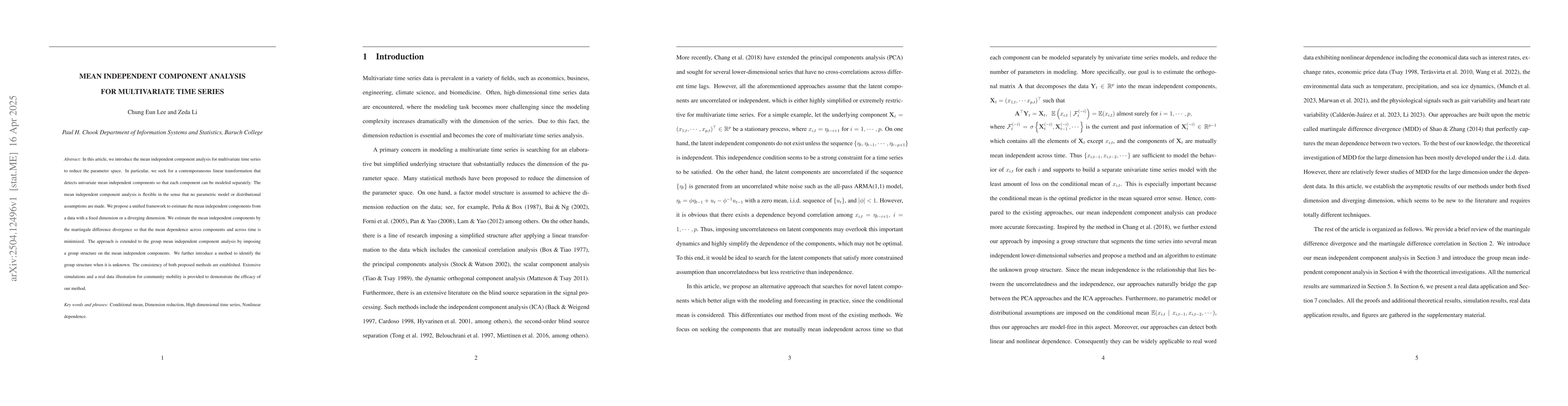Thumbnail for Mean Independent Component Analysis for Multivariate Time Series
