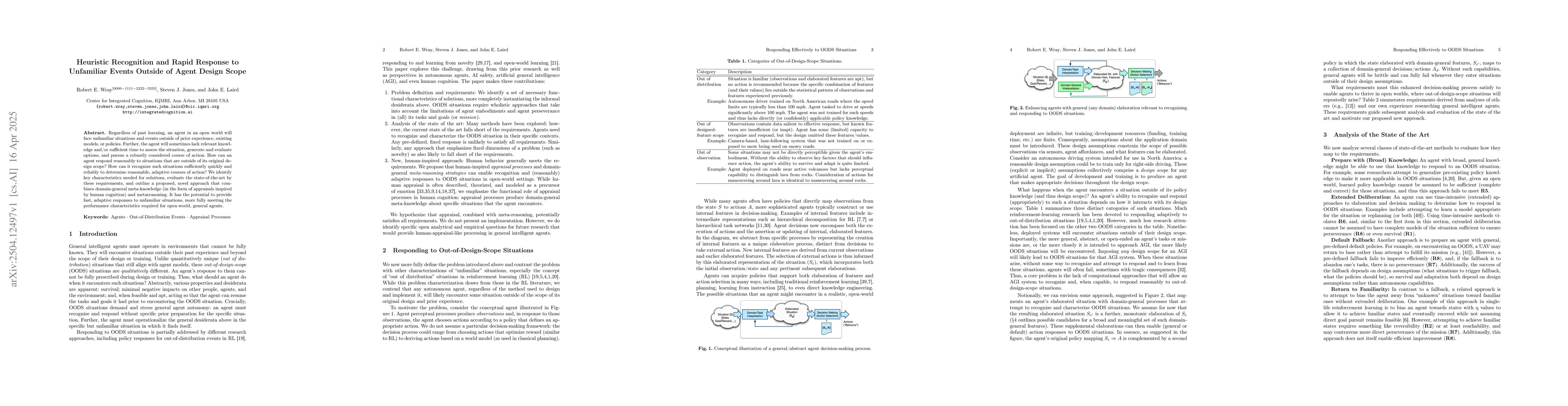 Thumbnail for Heuristic Recognition and Rapid Response to Unfamiliar Events Outside of
  Agent Design Scope