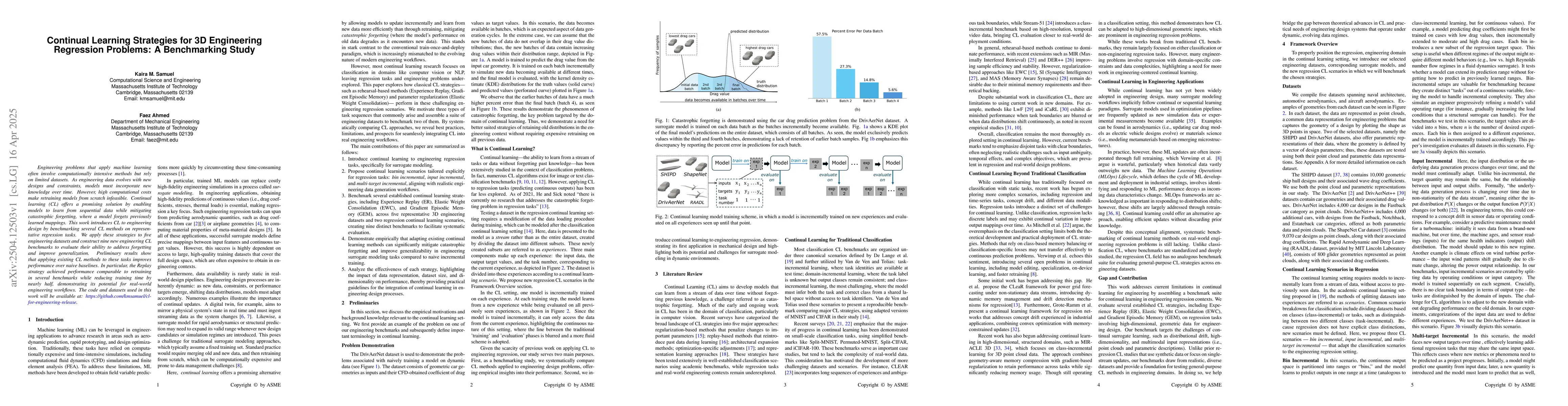 Thumbnail for Continual Learning Strategies for 3D Engineering Regression Problems: A
  Benchmarking Study