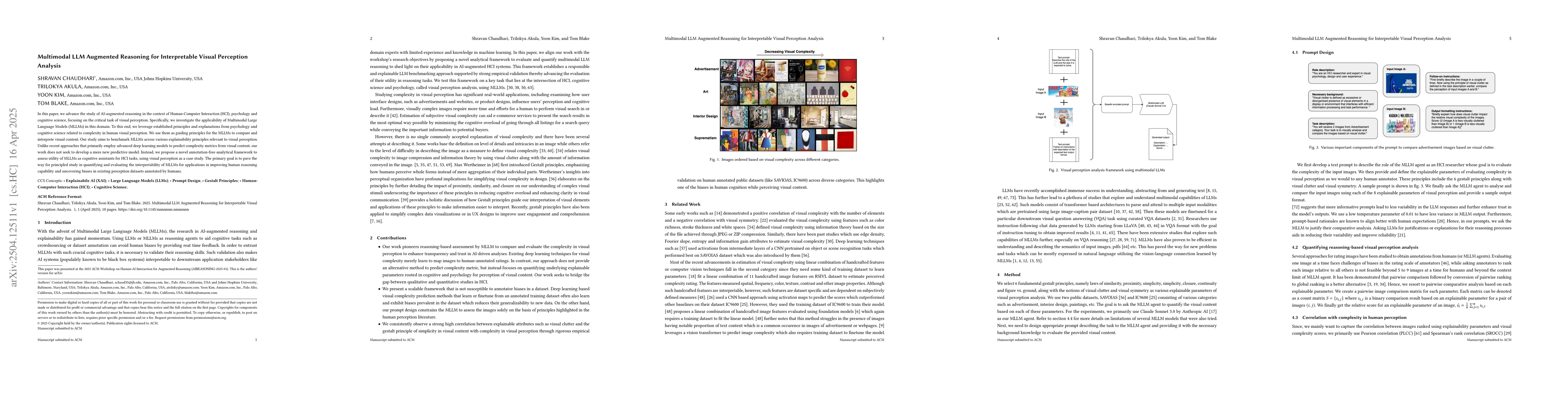Thumbnail for Multimodal LLM Augmented Reasoning for Interpretable Visual Perception
  Analysis