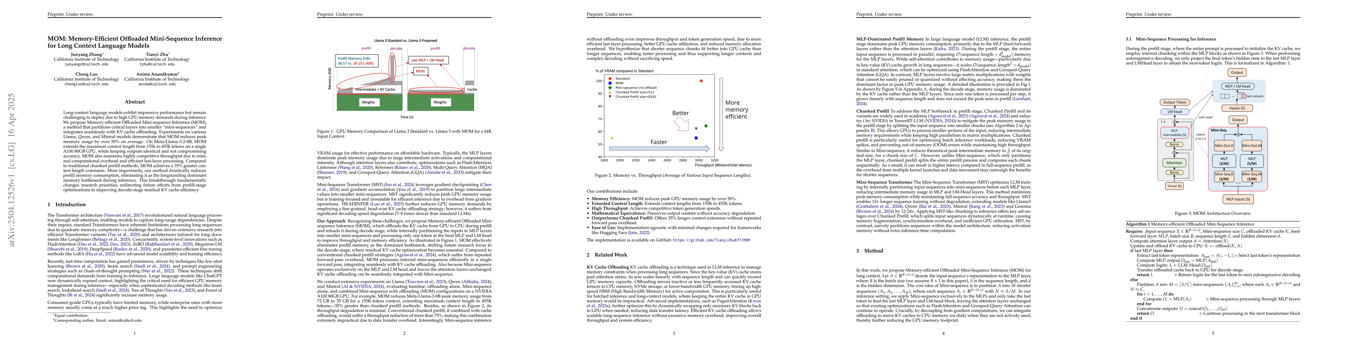 Thumbnail for MOM: Memory-Efficient Offloaded Mini-Sequence Inference for Long Context
  Language Models