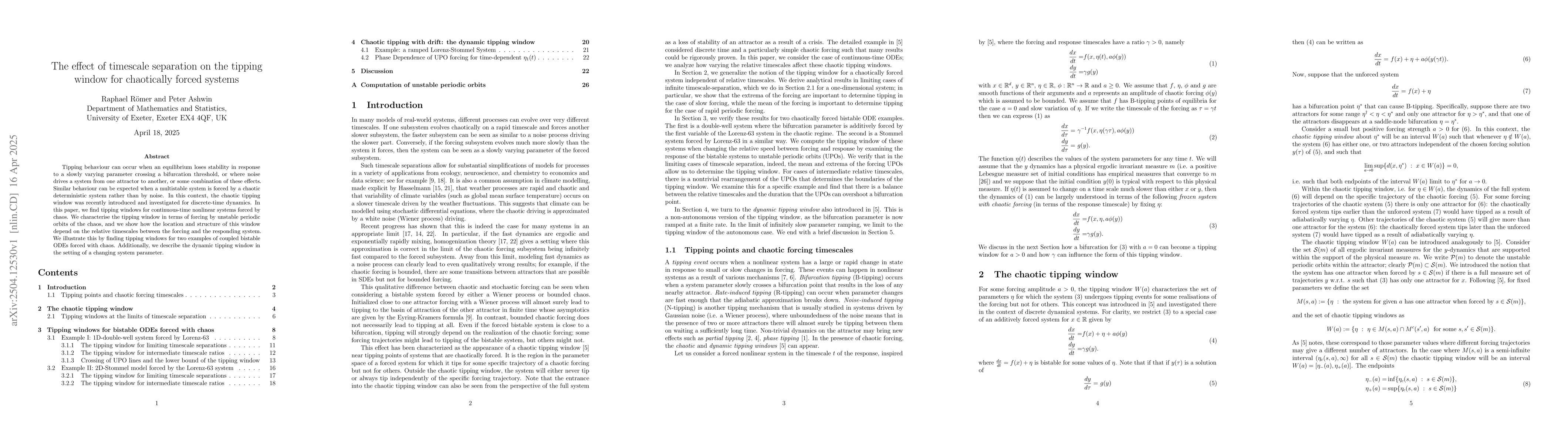 Thumbnail for The effect of timescale separation on the tipping window for chaotically
  forced systems