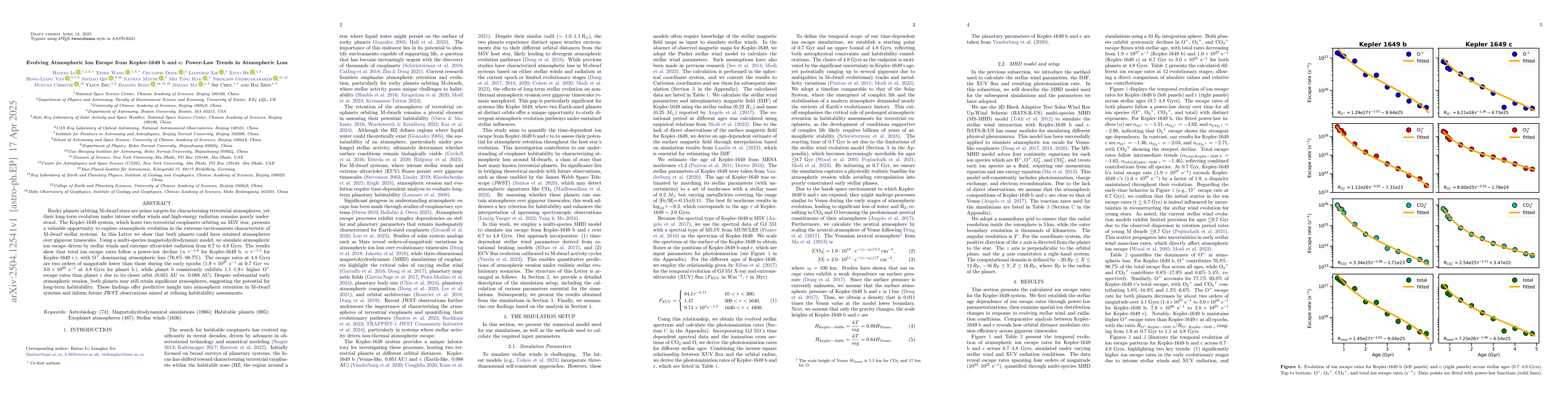 Thumbnail for Evolving Atmospheric Ion Escape from Kepler-1649 b and c: Power-Law
  Trends in Atmospheric Loss