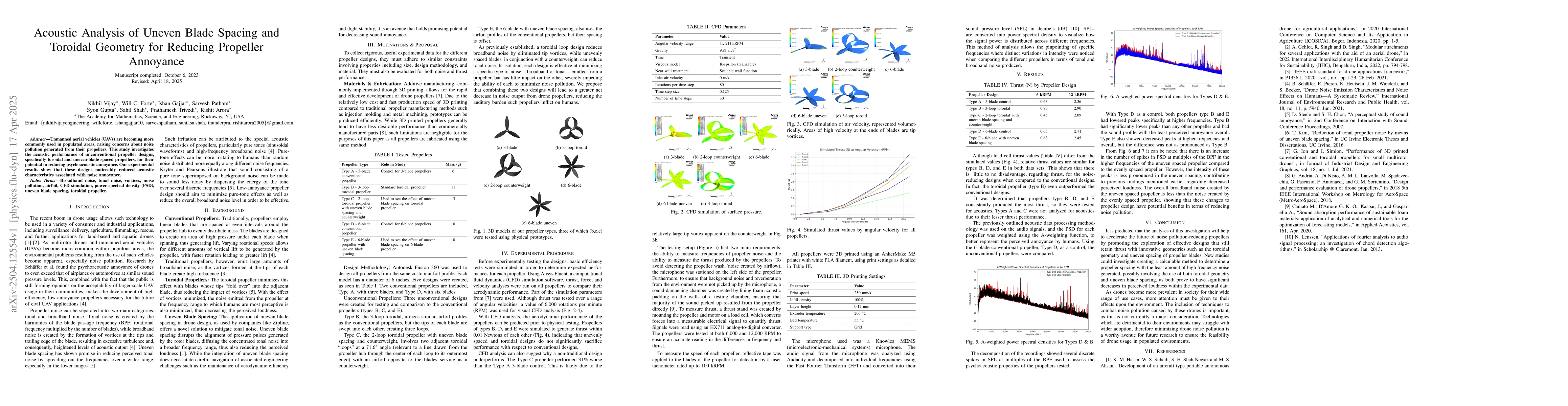 Thumbnail for Acoustic Analysis of Uneven Blade Spacing and Toroidal Geometry for
  Reducing Propeller Annoyance