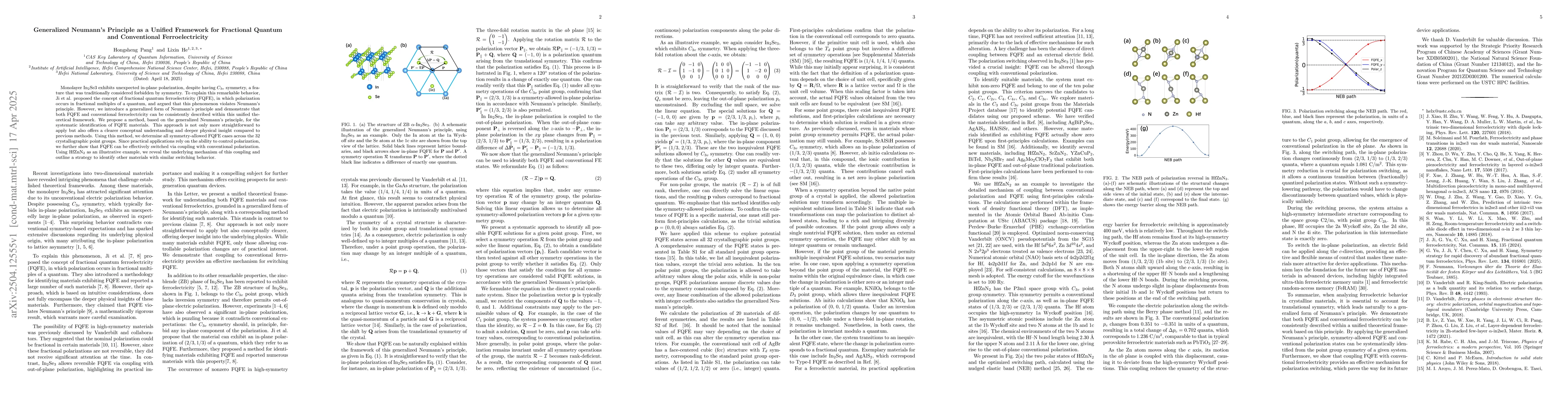 Thumbnail for Generalized Neumann's Principle as a Unified Framework for Fractional
  Quantum and Conventional Ferroelectricity