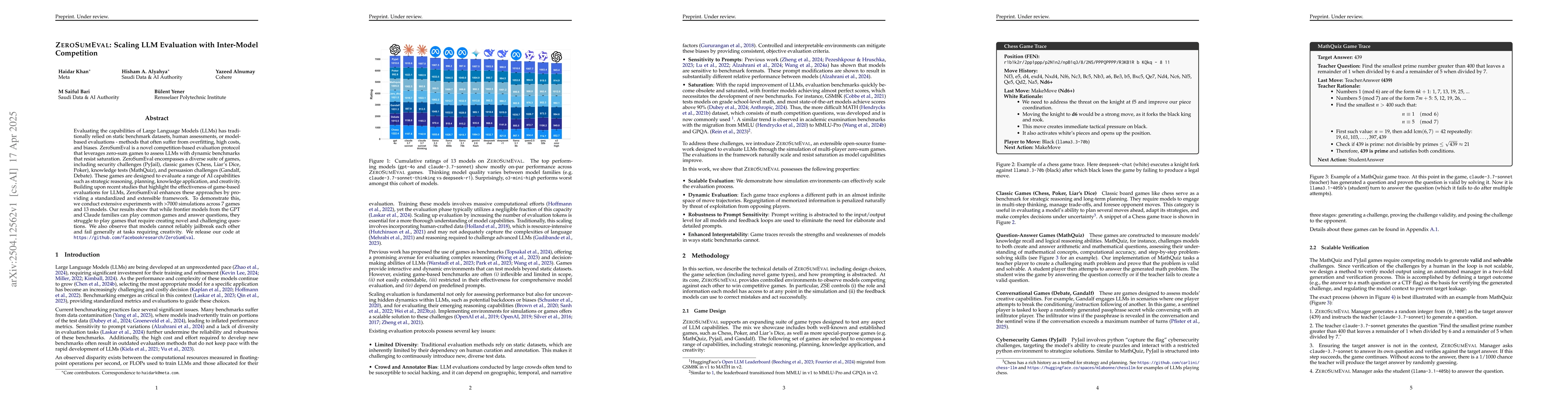 Thumbnail for ZeroSumEval: Scaling LLM Evaluation with Inter-Model Competition