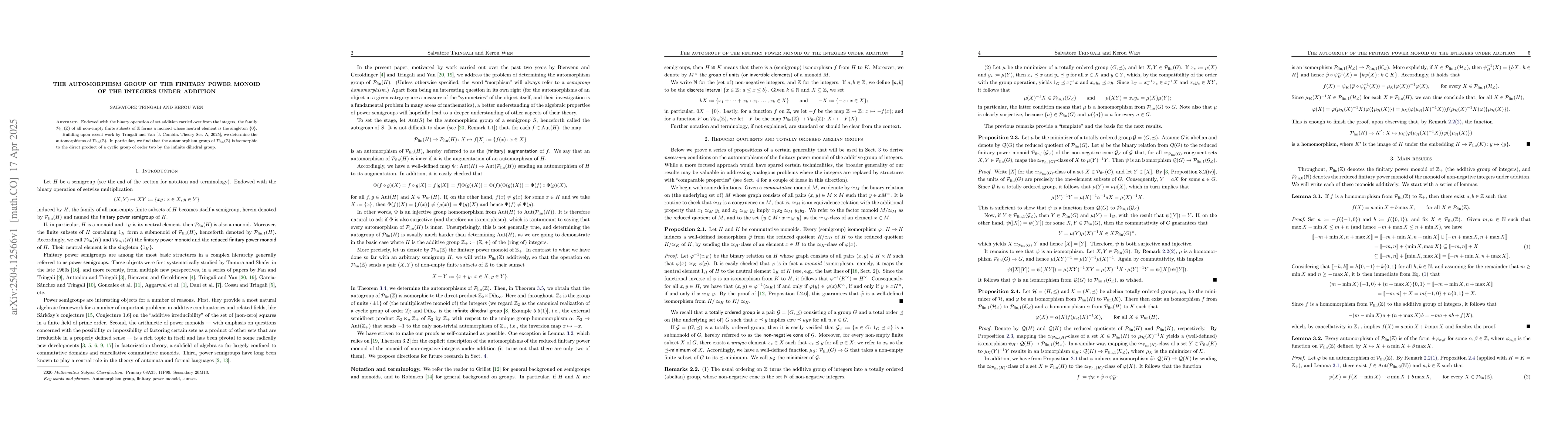 Thumbnail for The Automorphism Group of the Finitary Power Monoid of the Integers
  under Addition