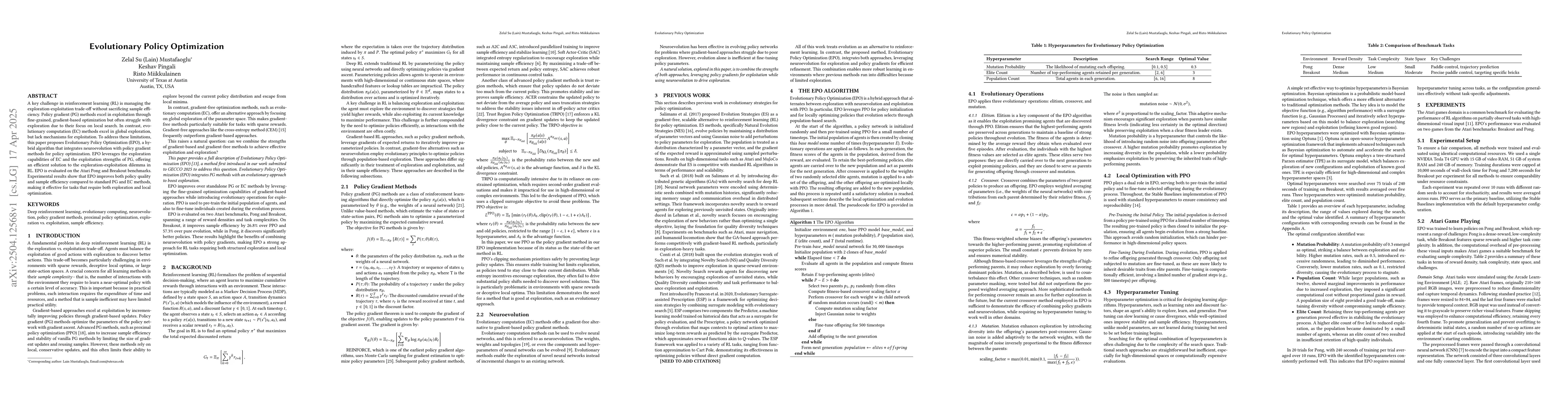Thumbnail for Evolutionary Policy Optimization