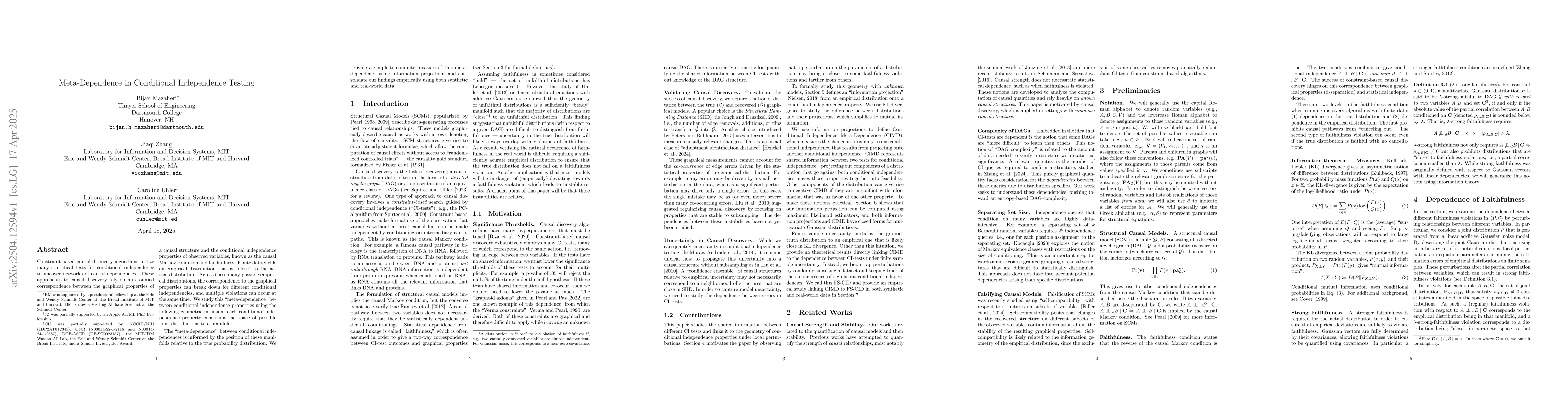 Thumbnail for Meta-Dependence in Conditional Independence Testing