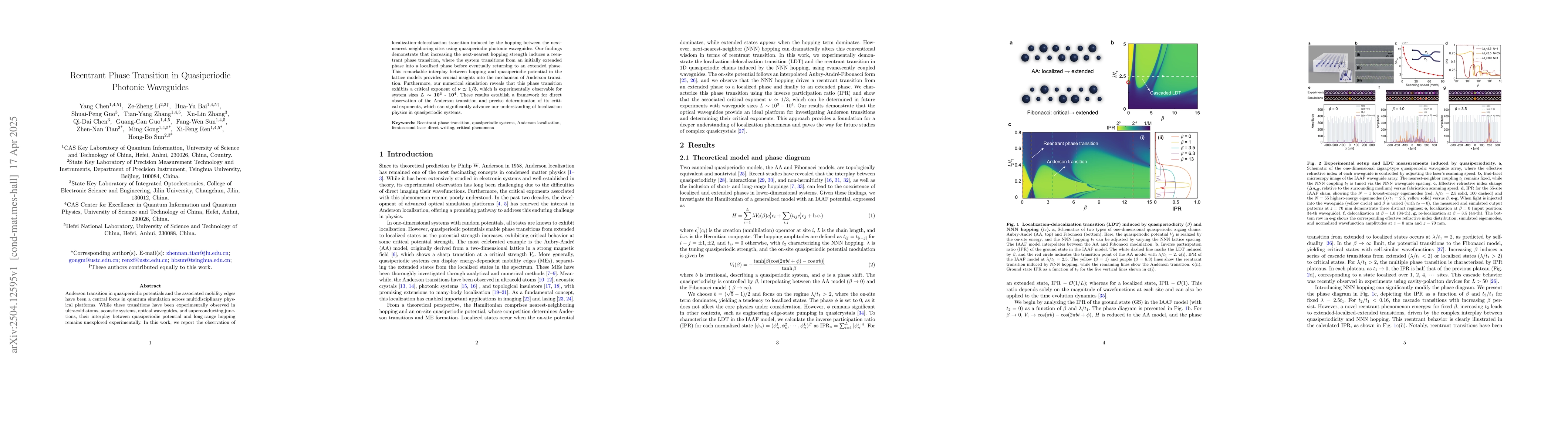 Thumbnail for Reentrant phase transition in quasiperiodic photonic waveguides