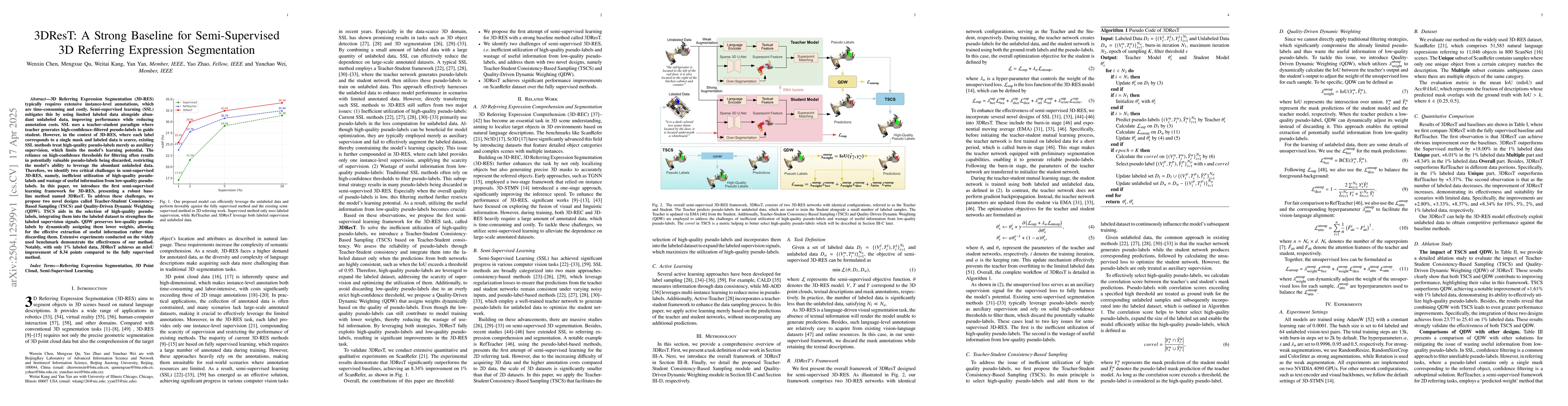 Thumbnail for 3DResT: A Strong Baseline for Semi-Supervised 3D Referring Expression
  Segmentation