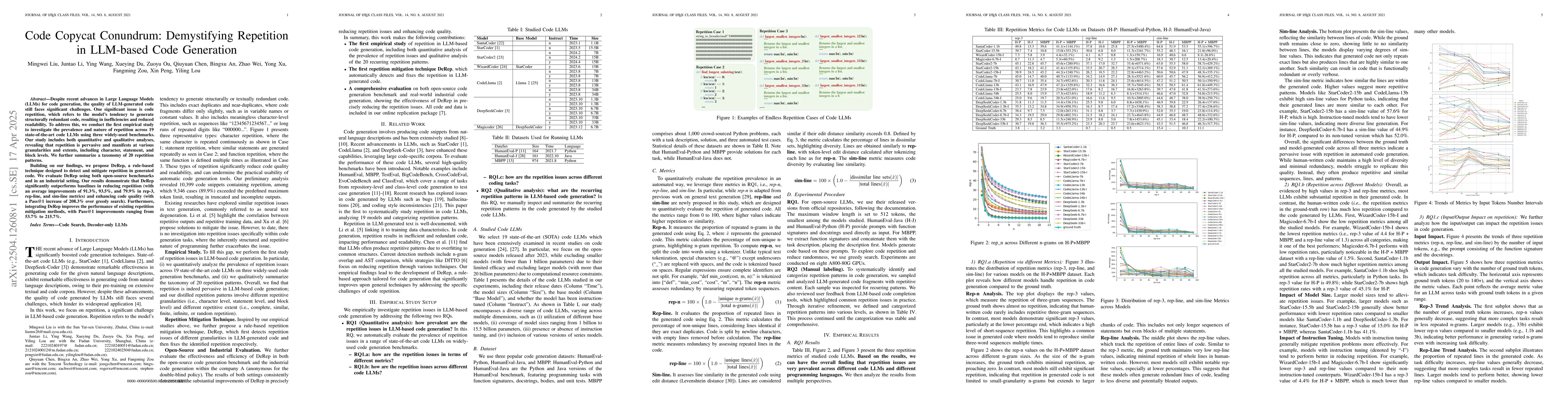 Thumbnail for Code Copycat Conundrum: Demystifying Repetition in LLM-based Code
  Generation