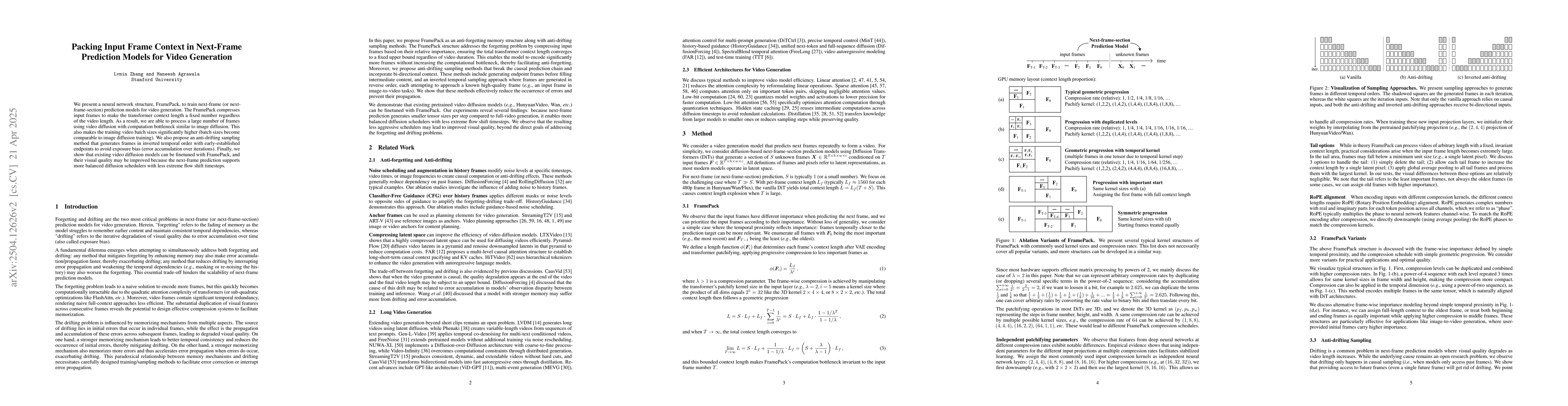 Thumbnail for Packing Input Frame Context in Next-Frame Prediction Models for Video
  Generation