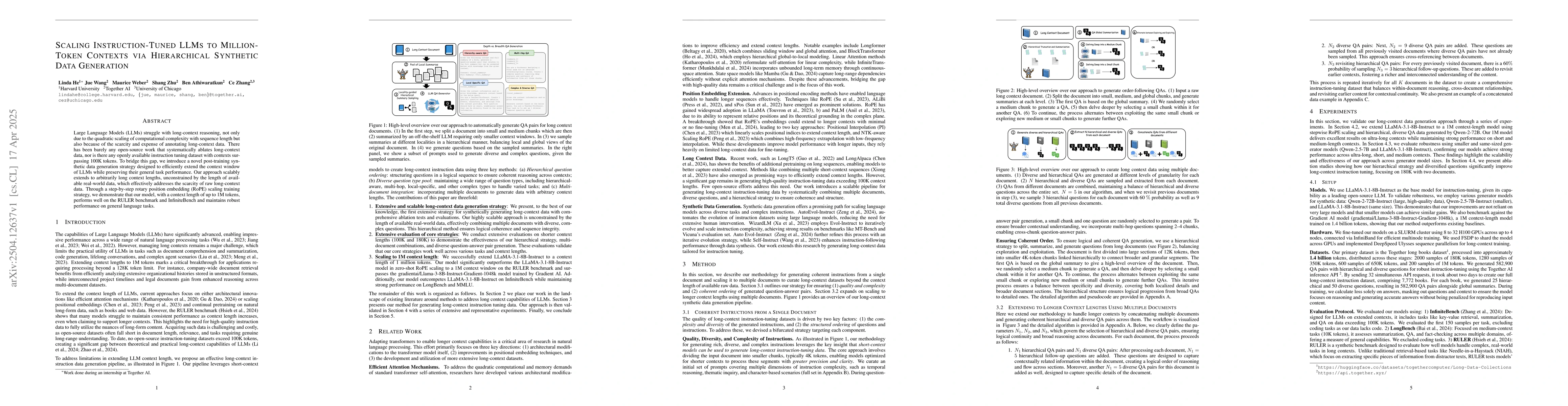 Thumbnail for Scaling Instruction-Tuned LLMs to Million-Token Contexts via
  Hierarchical Synthetic Data Generation